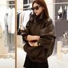 Jaqueta Feminina de Couro PU Oversized Outono Primavera Manga Longa com Zíper Luxuosa Designer Retro Roupas Chique Street locomotive Roupa Exterior