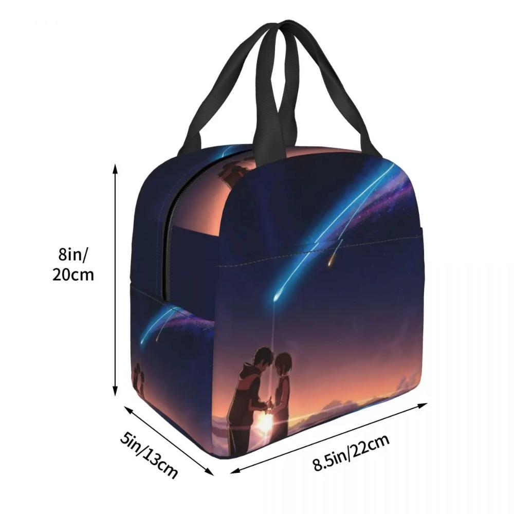 Kimi No Na Wa Your Name Insulated Lunch Bag for Women Office Cooler Thermal Food Box Tote Leakproof Lunch Boxes Container