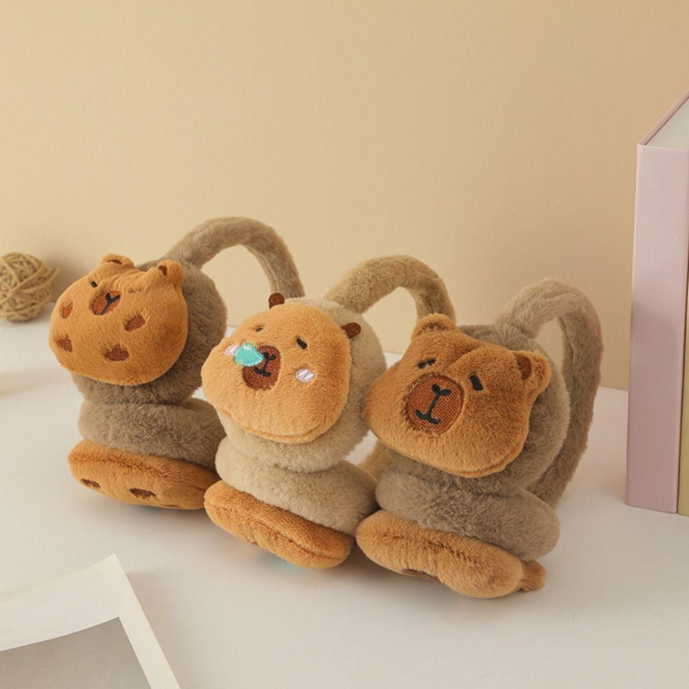 Thicken Capybara Plush Earmuffs Windproof Cute Ear Cover Kawaii Winter Ear Warmer  Children's Gifts