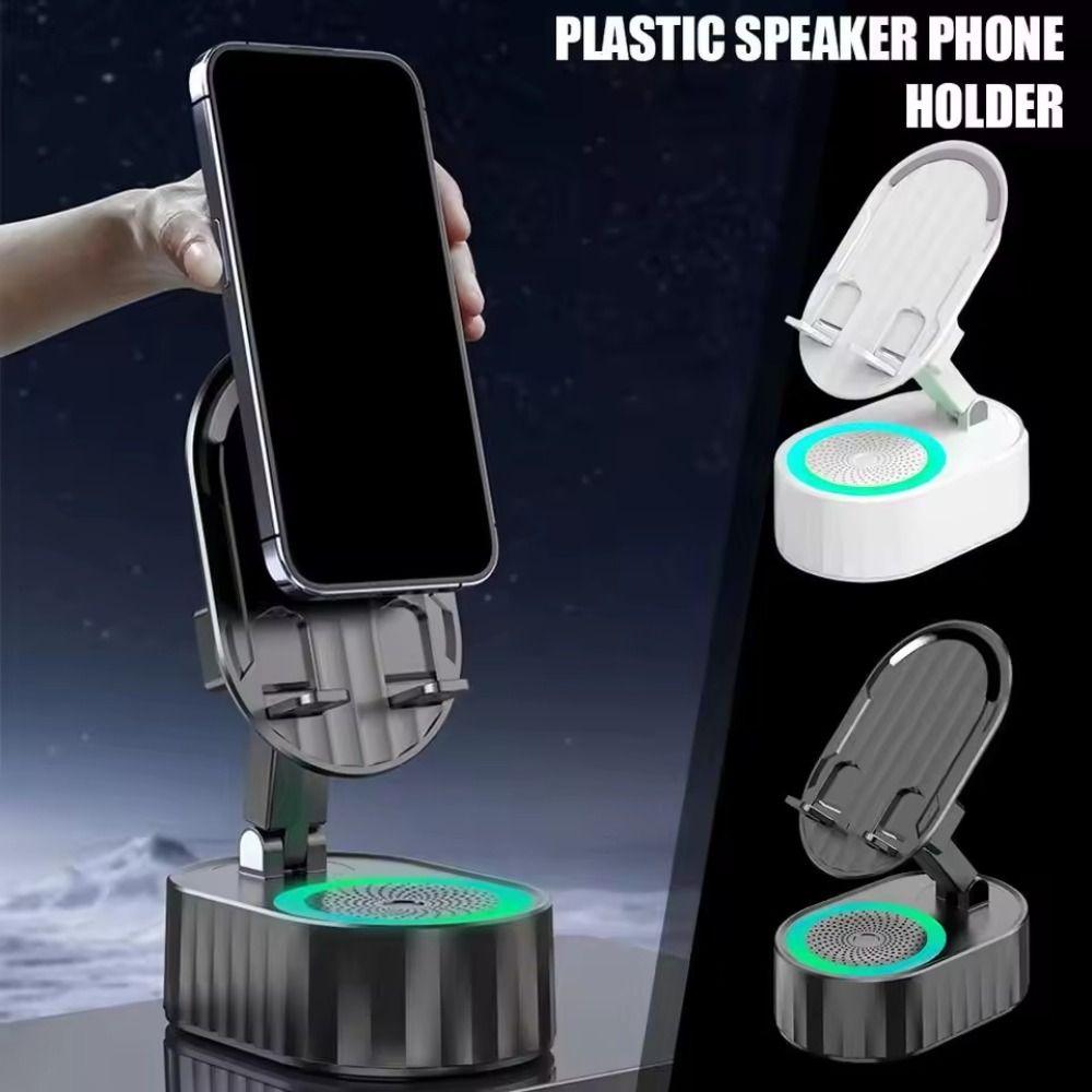 360° Rotating Induction Speaker Phone Stand Reverse Charging Foldable Wireless Bluetooth Speaker with Atmosphere Light