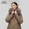 XueZhongFei Women's Long Hooded Fox Fur Collar Down Jacket