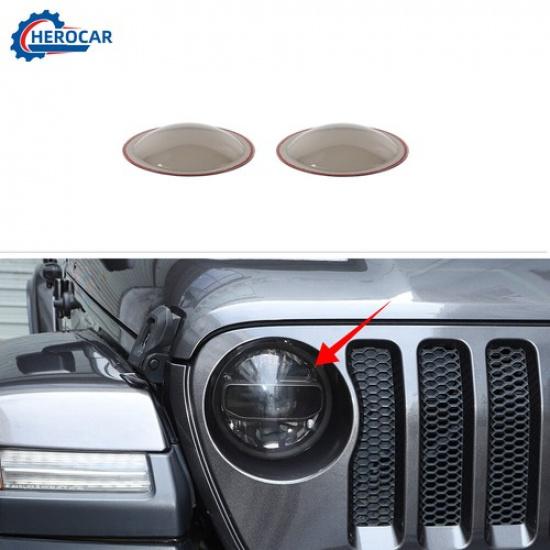 2X Translucent Black Front Headlight Cover Decor Trim For Jeep Wrangler JL 2018+
