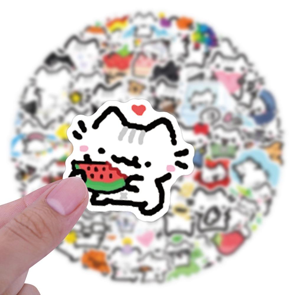 10/30/90pcs Kawaii Basil Cat Cartoon Stickers Cute Anime Kitten Graffiti Decals Laptop Suitcase Guitar Phone Sticker