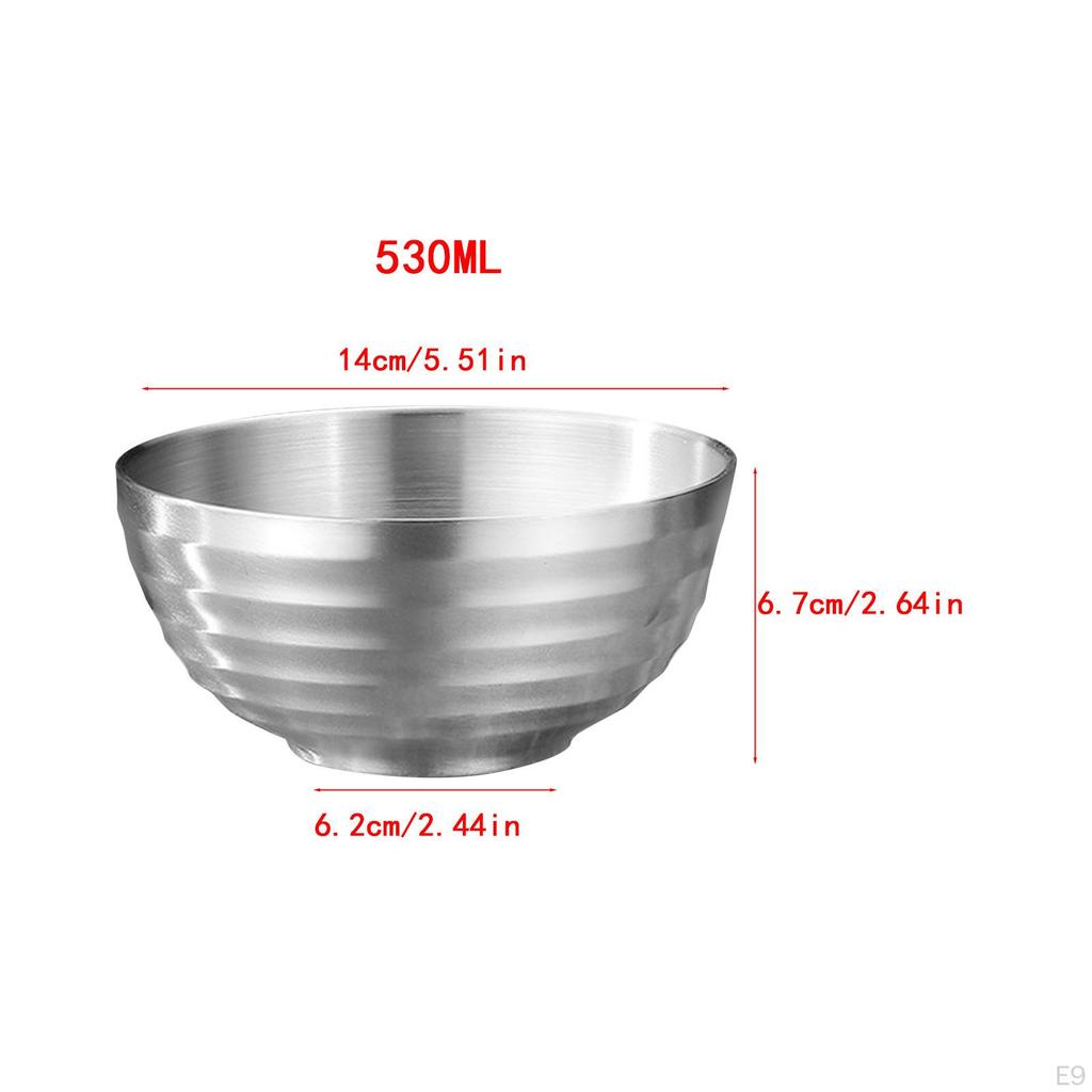 Stainless Steel Bowl ,Noodles Bowl, Double Walled Easy to Clean for Udon Soba Pho Noodle Insulation