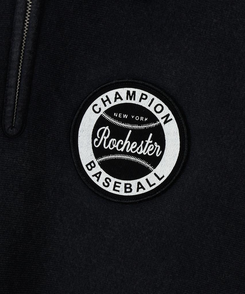Champion Reverse Weave Baseball Patch Regular Fit Fleece-Lined Half Zip Off Black