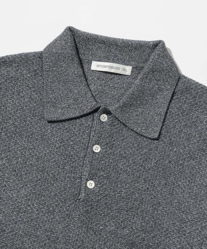 INTEMPOMOOD Soft Touch Waffle Collar Knit_Stone Gray