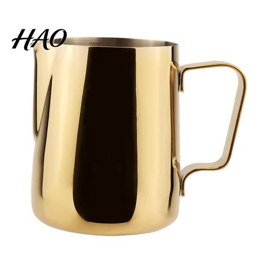 Coffee Frother Jug with Scale Stainless Steel Milk Frothing Pitcher, Professional Latte Art Cup Foam Pitcher Measurement Scale, Dripless Spout