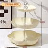 Light Luxury Cream Fruit Plate Household Living Room Coffee Table Ornament Front Desk Candy Plate Multi-Layer Flower Fruit Plate For Snacks