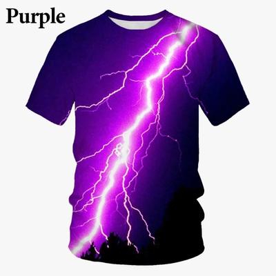 Mode Blitzmuster T-Shirts Sommer Trend Streetwear 3D-gedruckte T-Shirts Lässig O-Ausschnitt Kurzarm Übergroß Herren Tees