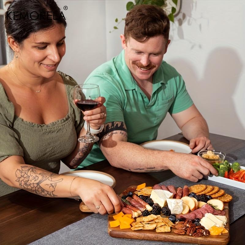 1/2 STÜCK Akazienholz Schneidebrett - für Fleisch, Gemüse, ungiftiger Metzgerblock Serviertablett, für Küchen-, Restaurant- & Heimgebrauch