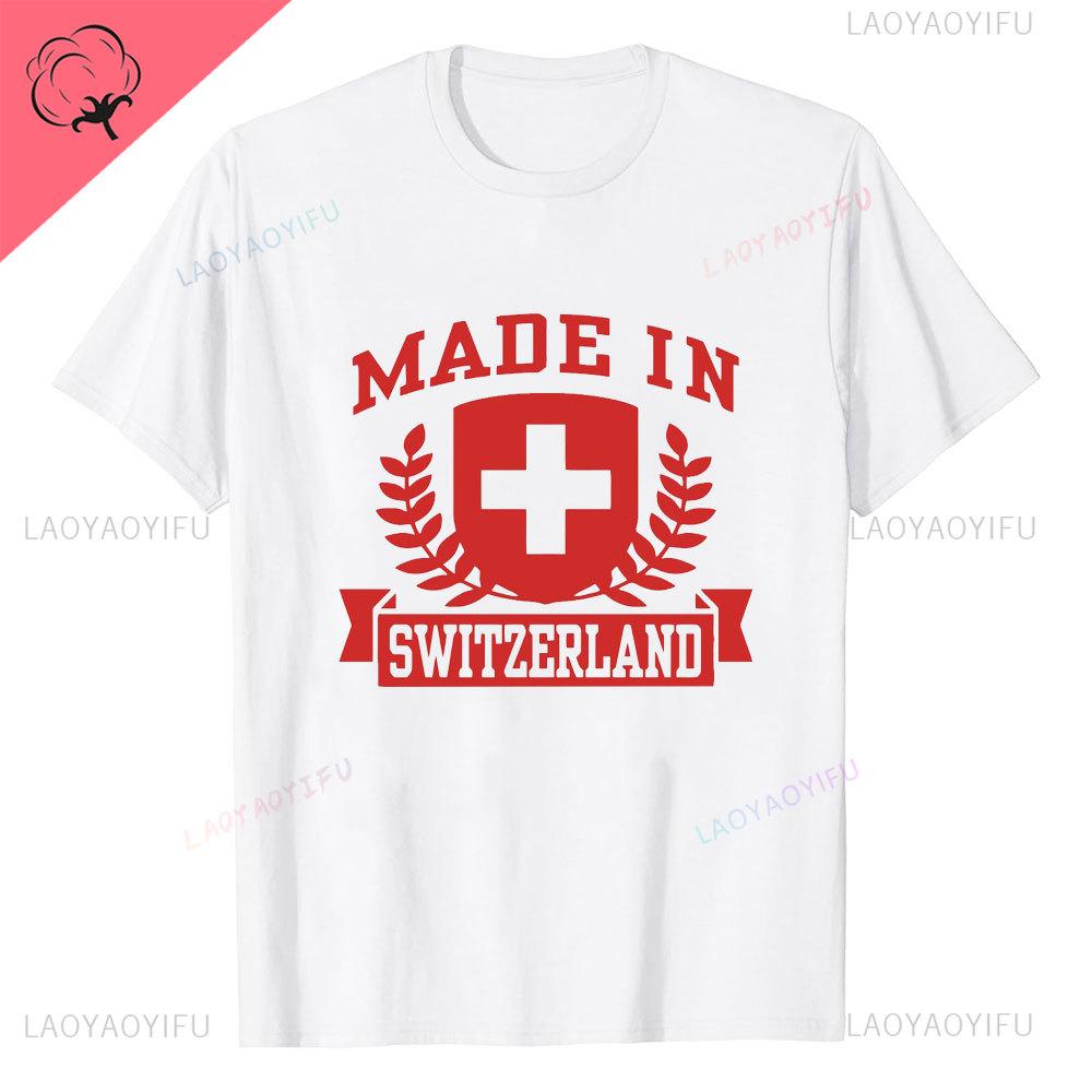 Super Swiss Proud Switzerland Flag T Shirts Man ShortSleeve Fashion Hipster T Shirt Clothing Casual Summer Basic Loose Tee