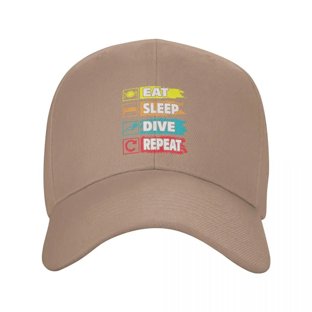 Custom Fashion Eat Sleep Dive Repeat Baseball Cap for Unisex Women Adjustable Diver Quote Dad Hat PerforUnisexce Snapback Hats