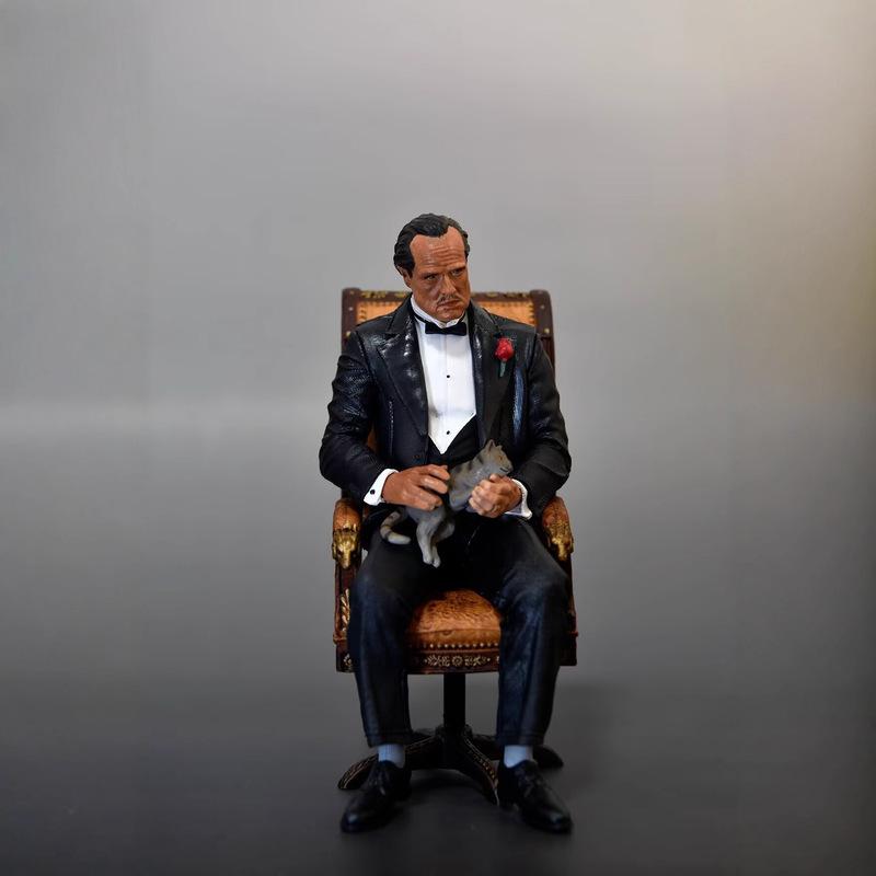 16cm The Godfather Michael Corleone Handsome Doll Hand-Made Model Sitting Posture Gesture Exchangeable Ornaments Toy Gift