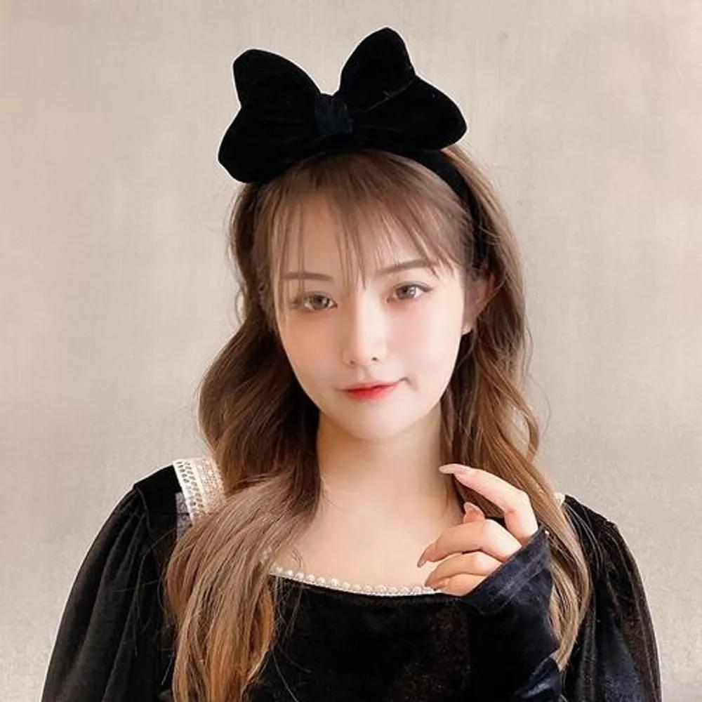 Velvet ribbon headband Snow White girl headband red black