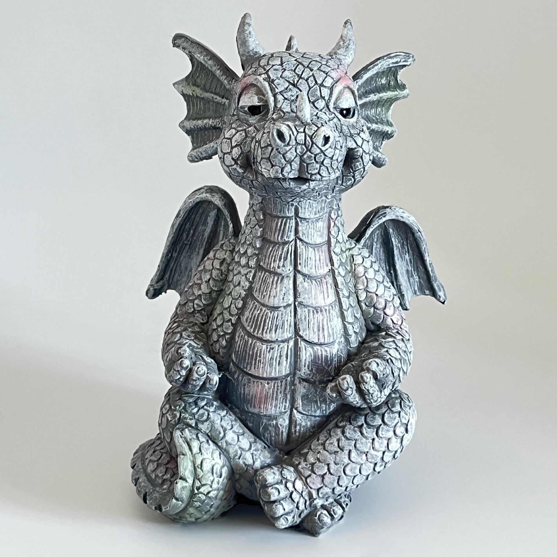 

Садовая статуя Медитация Маленький дракон Украшения Изделия из смолы Милый медитационный дракон Украшение для дома на открытом воздухе во дворе