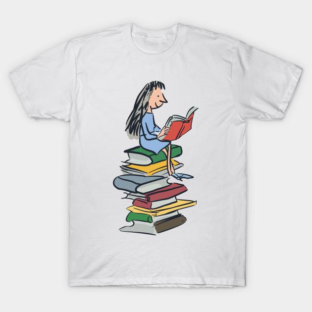 

Men Black Print T-shirt Bookworm Girl Gift Matilda Roald Dahl No-Cut Transfer Paper Print Cotton Tshirt 4XL белый