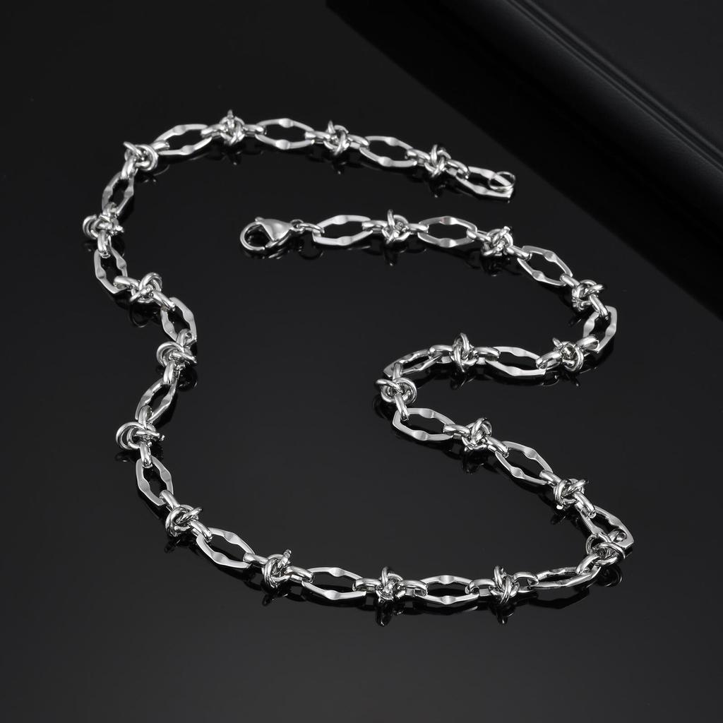 Xiaomi Vnox Personality Thorn Knot Links Necklaces for Men Women,Unisex Stainless Steel Geometric Chain Collar,No Fade Irregular Choker