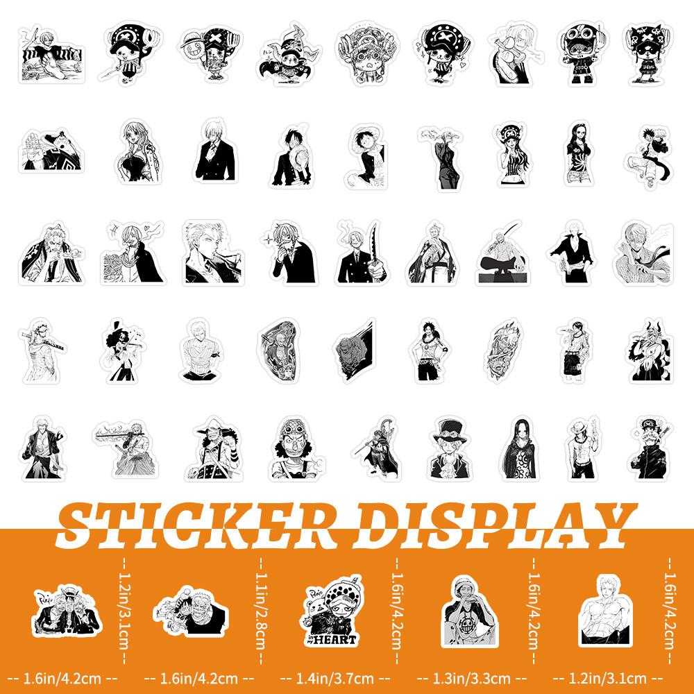 10/30/50/100pcs Black White ONE PIECE Stickers Waterproof Decals DIY Laptop Skateboard Phone Case Car Bike Decoration Sticker