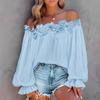 Early Spring New Style Elegant Casual Ruffled One-shoulder Off-shoulder Long-sleeved Shirt for Women