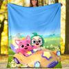 Koc z nadrukiem tematycznym Pinkfong Wonderstar - Idealny na kanapę, łóżko, podróż i do użytku na zewnątrz | Można prać w pralce, przytulny i trwały.