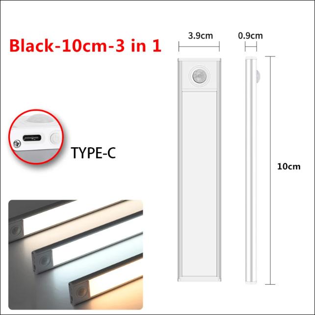 10/20/30/40/50/60CM Under Cabinet Lights LED Night Light Motion Sensor Wireless Rechargeable Kitchen Cabinet Bedroom Lighting
