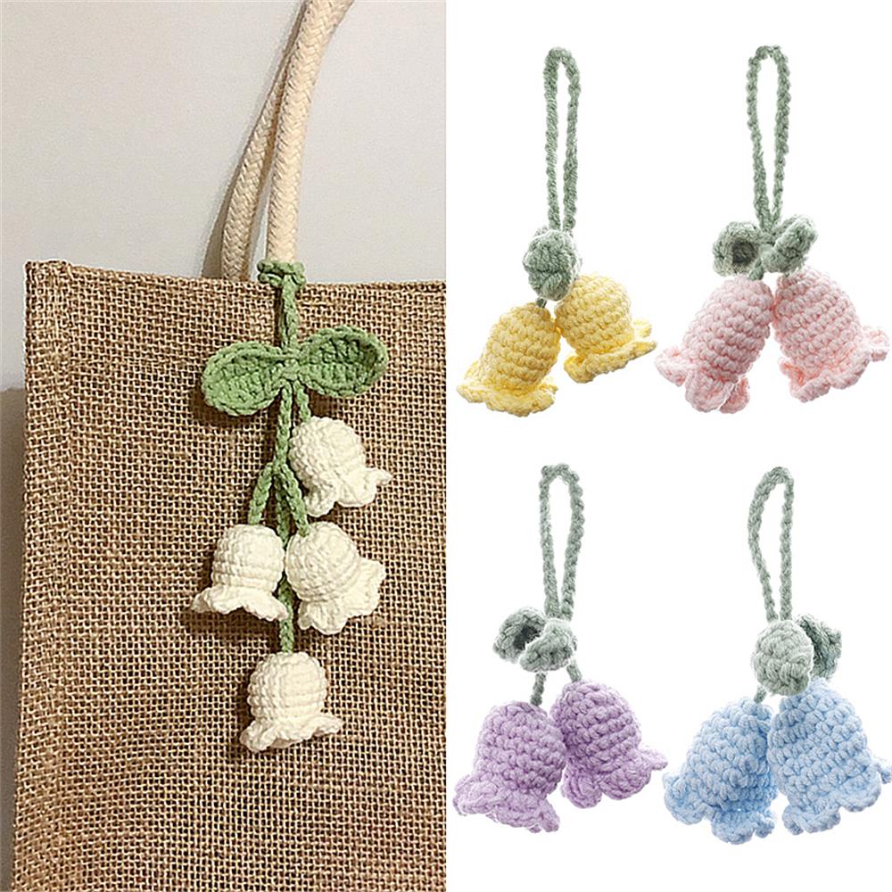 Colorful Handmade Knitted Wool Lily Of The Valley Cute Hand-woven Flower For Women Bag Purse Pendents Bag Charm