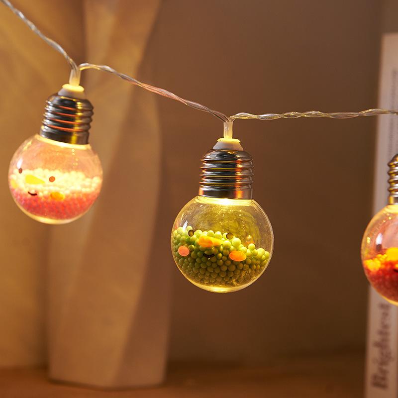 59.06inch 10LED Fairy Lights Battery Powered Colorful Bulb Ball String Lights Smiling Christmas Tree Decoration Lamp