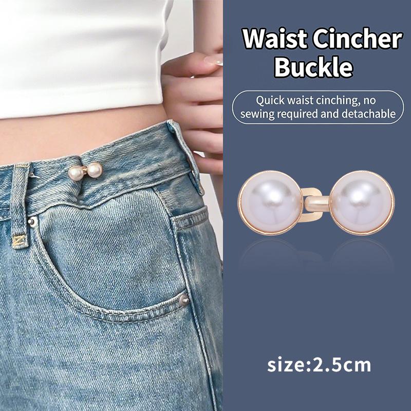 Fibbia Vita Regolabile in Strass Lucidi e Perle, Bottoni per Jeans, Clip Cinciura Vita Riutilizzabile Senza Fori per Vestiti