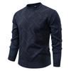 Autumn and Winter New Men's Fashion Trendy Striped Sweater Plus Velvet Thickened Casual Round Neck Warm