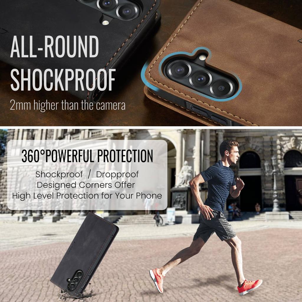 Flip-Portemonnaie-Hülle für Samsung Galaxy A37 A57, Leder-Magnet-Folio-Abdeckung mit Kartenhalter, Ständer - TPU Stoßfeste Hülle