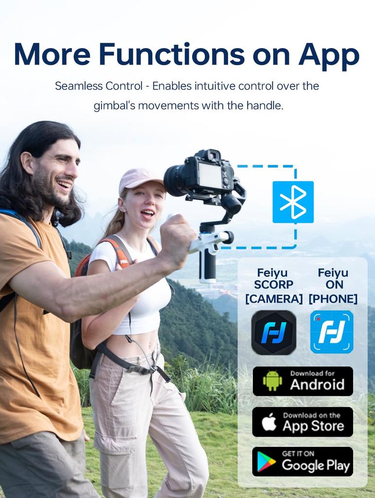 FeiyuTech SCORP Mini 2 Kit Camera Stabilizer Handheld Gimbal for Mirrorless DSLR Cameras A7III Canon R6 Nikon Z30 Fujifilm GoPro Smartphone AI Tracker