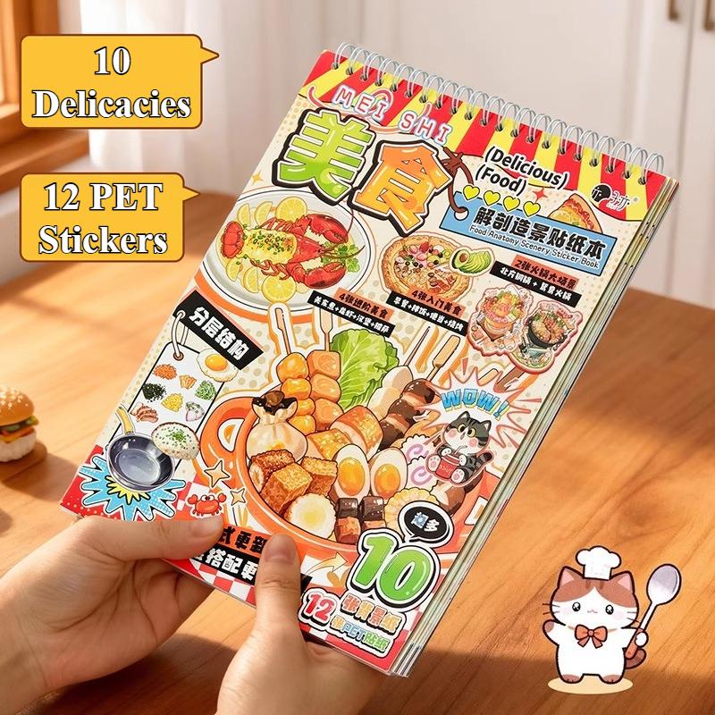ZIYI Food Stickers Set Food Scene Stickers Creative Fun Relief Stress DIY Food Platter Stickers for Students and Adults