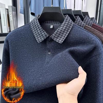 Herren Faux-Zweiteiler Dicker Samt Rollkragen Wollpullover - Warme Basisschicht für Junge & Mittleren Alters