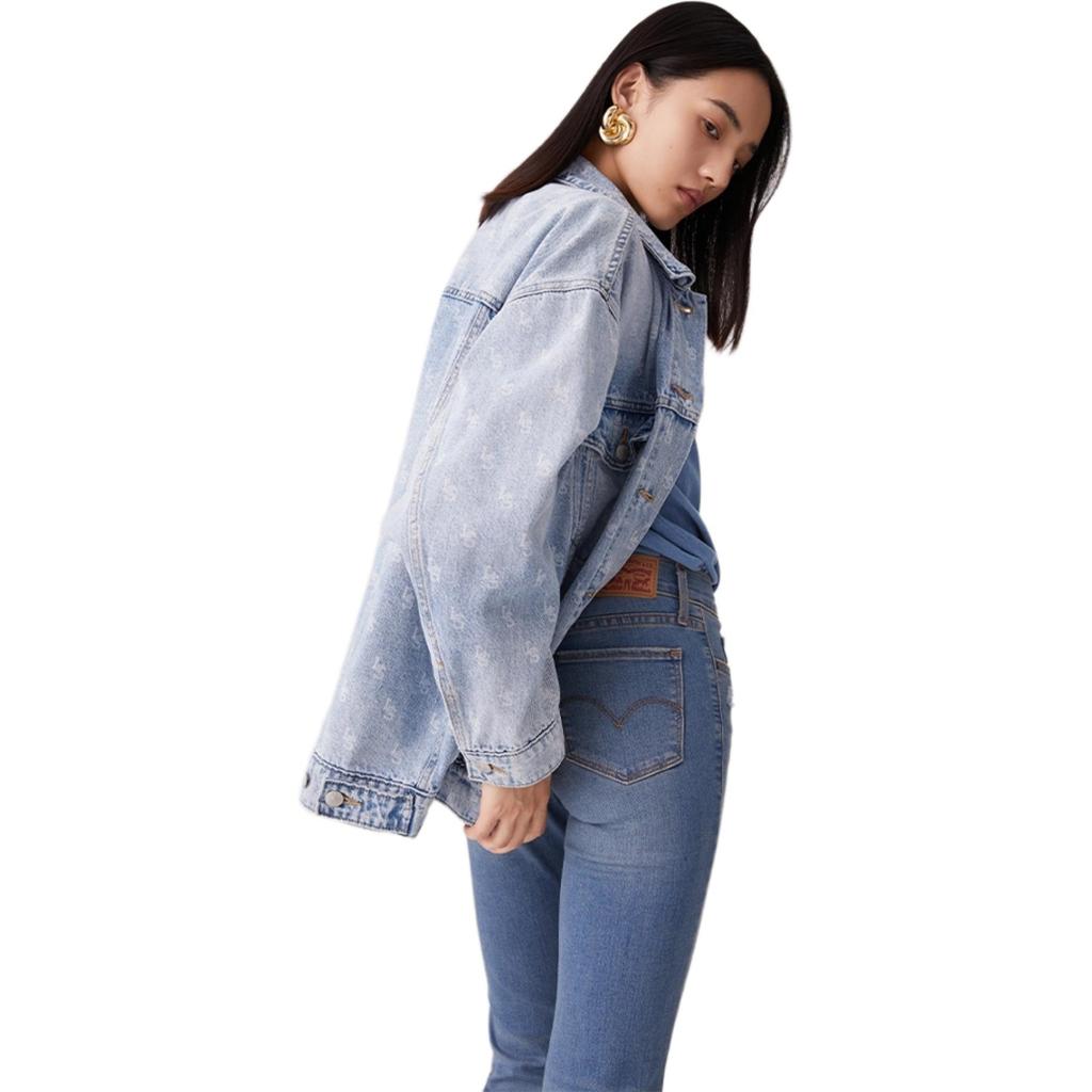 Levis Loose Fit Printed Comfortable Casual Denim Jacket Women jackets Light-Blue 001C4-0001