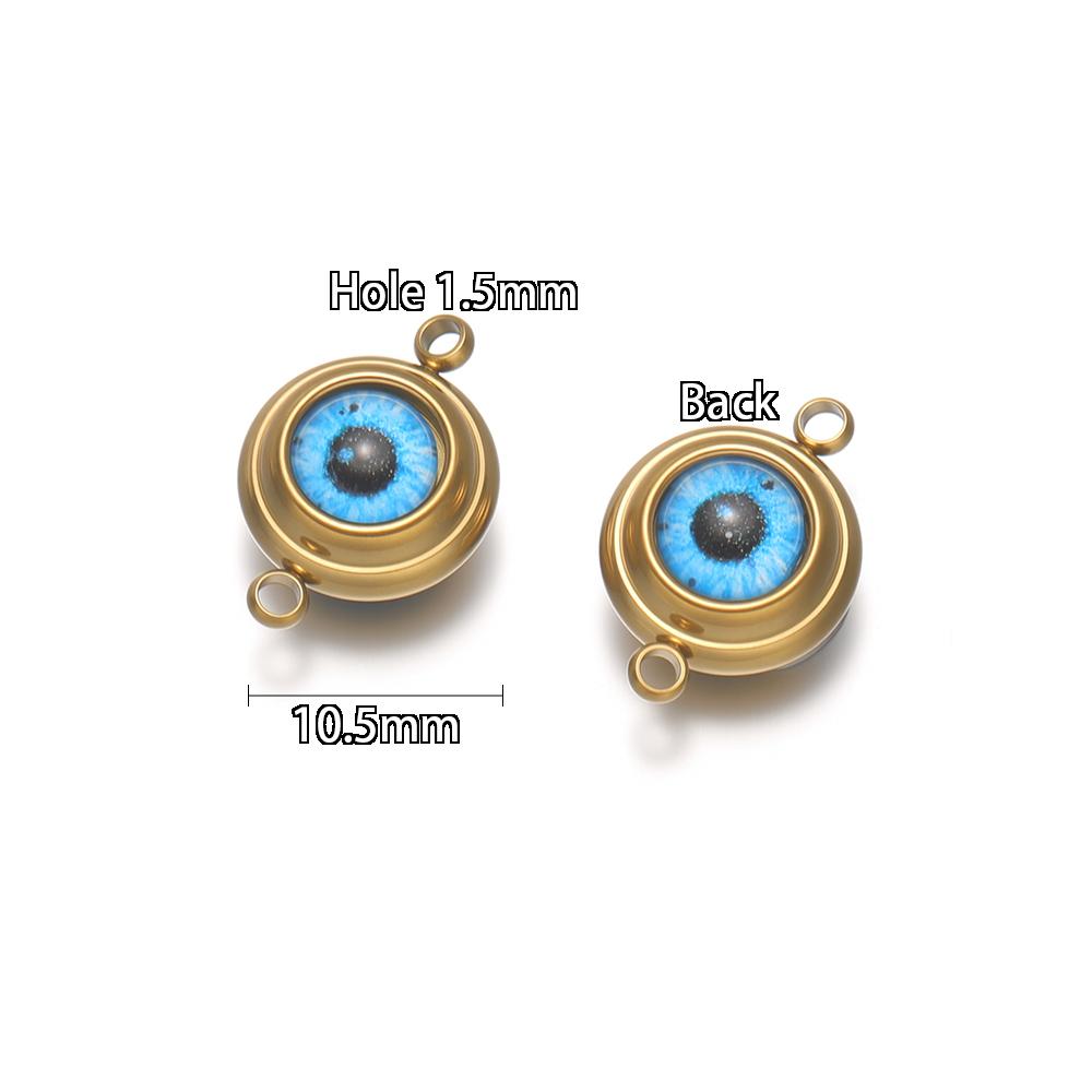 10 Stück Edelstahl 10mm Blaue Augen Abstandshalter Anhänger für DIY Boho Schmuckherstellung Halsketten Zubehör Armband Ohrringe Verbinder