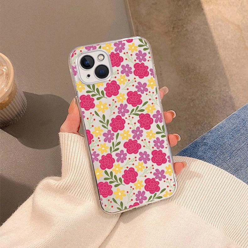 Luxury Daisy Flower Leaf Pattern Phone Case For iPhone 17 15 14 16 13 12Mini 11 Pro Max XS XR 7 8Plus Transparent Soft Cover Bag