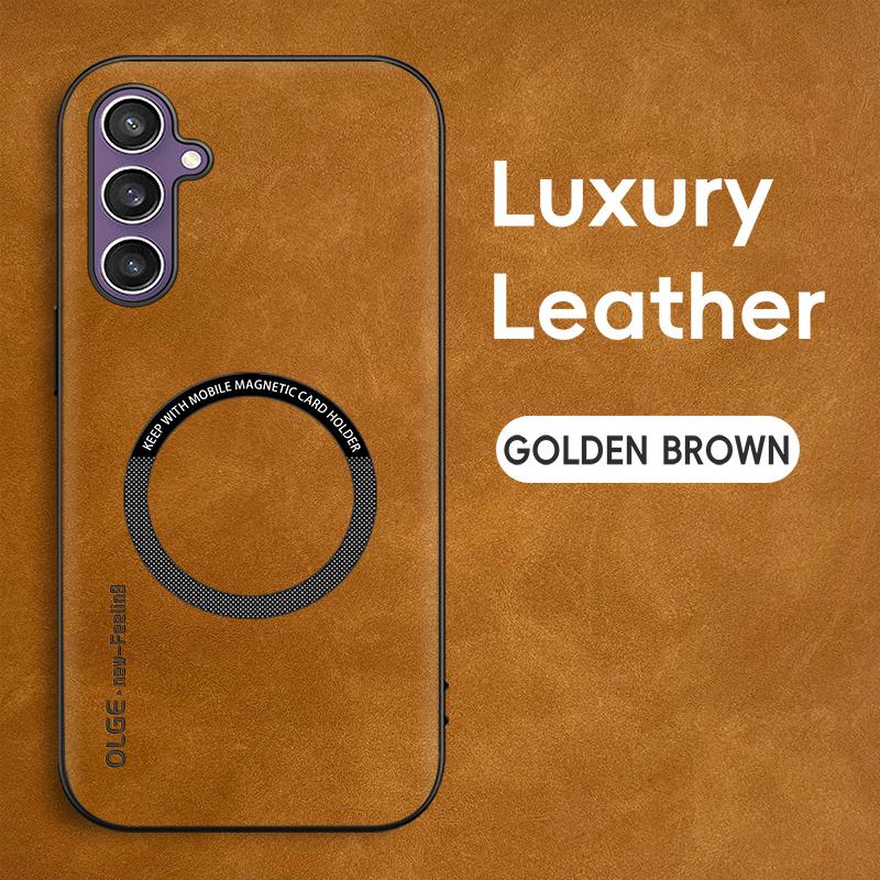 

Luxury Leather For Magsafe Magnetic Wireless Charging Phone Case For Samsung Galaxy S26 S25 S24 S23 S22 Ultra Plus Back Cover For Galaxy S25