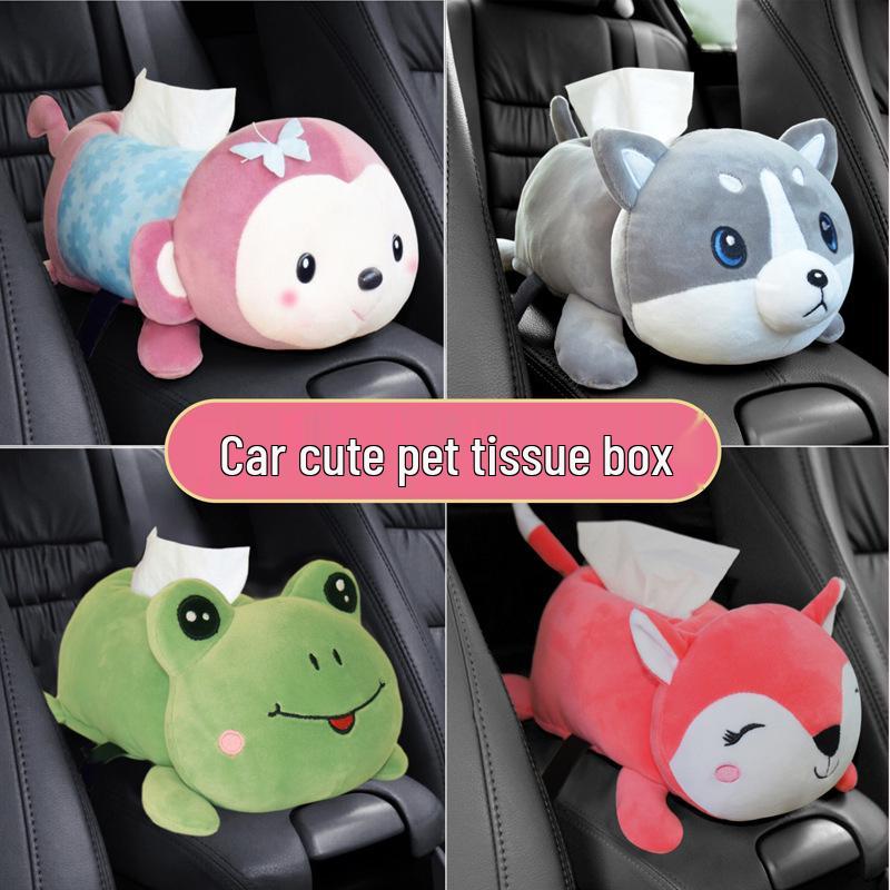 Cute Cartoon Car Hanging Armrest Tissue Box - Creative Interior Decoration