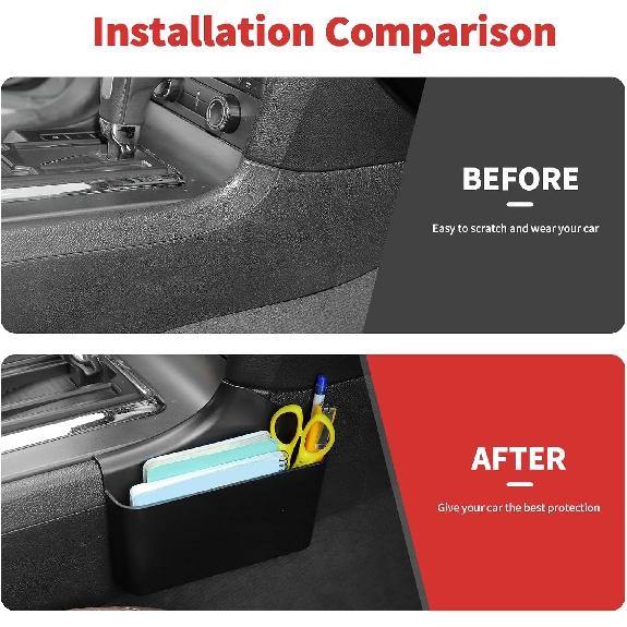 Gear Shifte Console Side Storage Box Compatible with Ford Mustang 2010-2014, Shifter Side Organizer Tray Interior Accessories(Black)