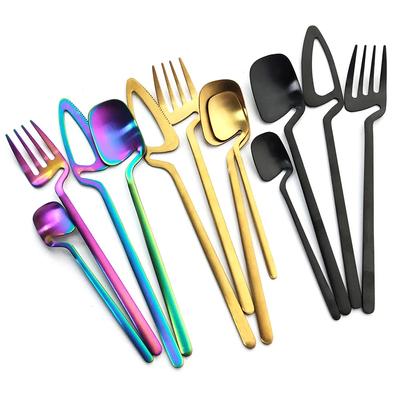 Besteck Gebogener Griff Kann Tasse Löffel Dessertmesser Gabel Löffel Geschirrsets Küchen Dekoration Löffel Gabel Messer Tafelgeschirr Set