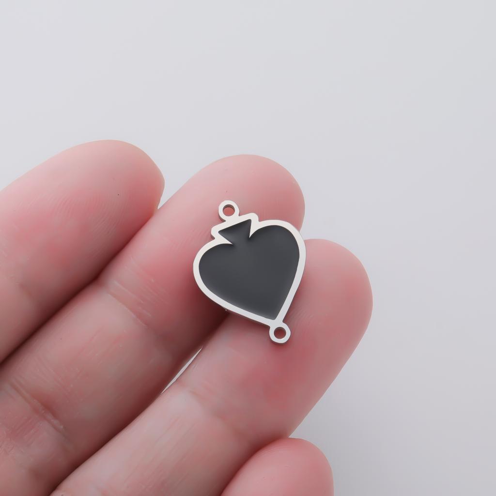 Cazador Enamel Poker Cards Charms for Jewelry Making Stainless Steel Gold Color Spade Pendant for Necklace Bracelet Accessories