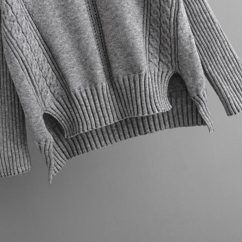 Women's Autumn And Winter Fashion Suit Casual Solid Color Loose Knit Half High Neck Sweater Two Piece Set