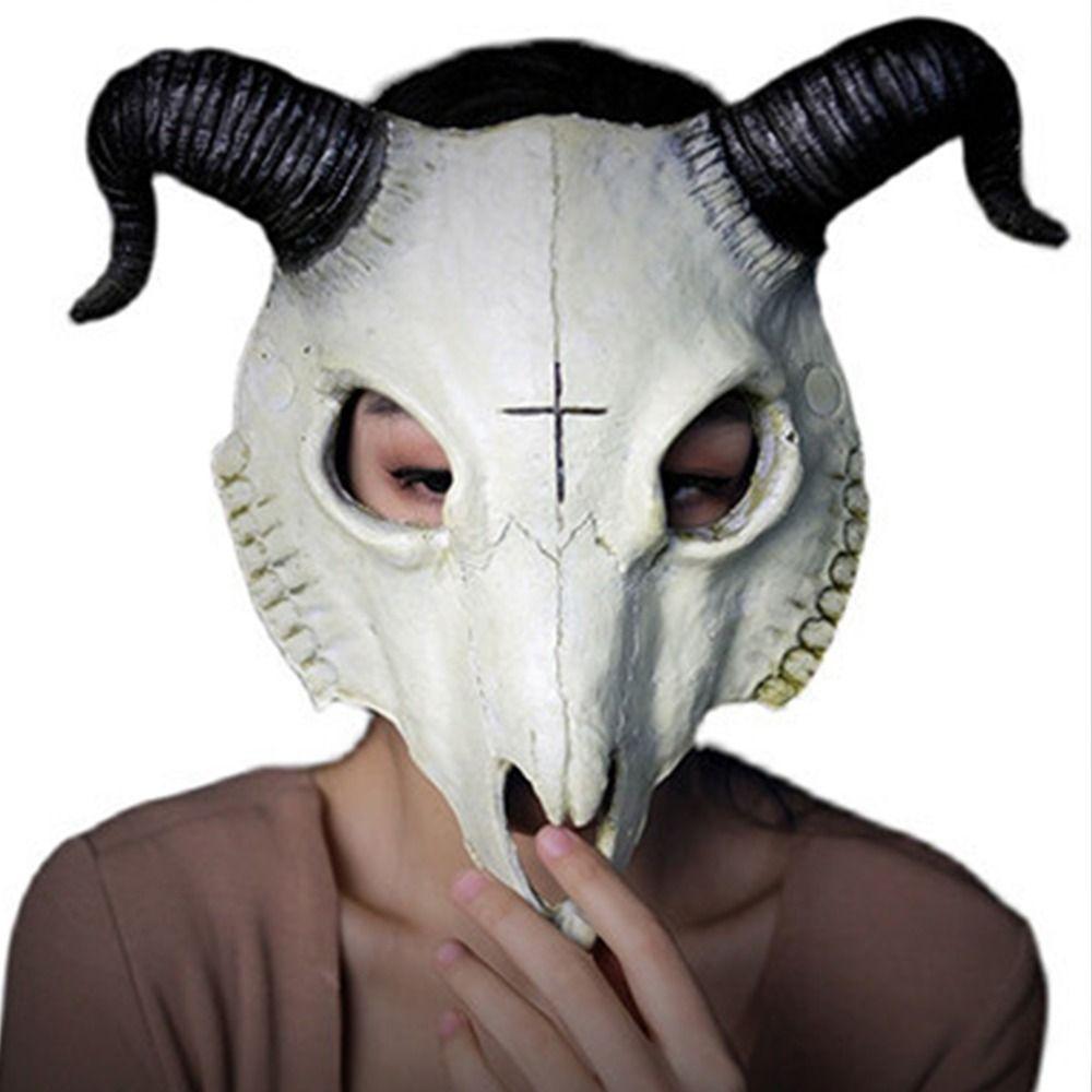 Halloween Goat Horn Mask PU Bloody Skull Mask Steampunk   Masquerade