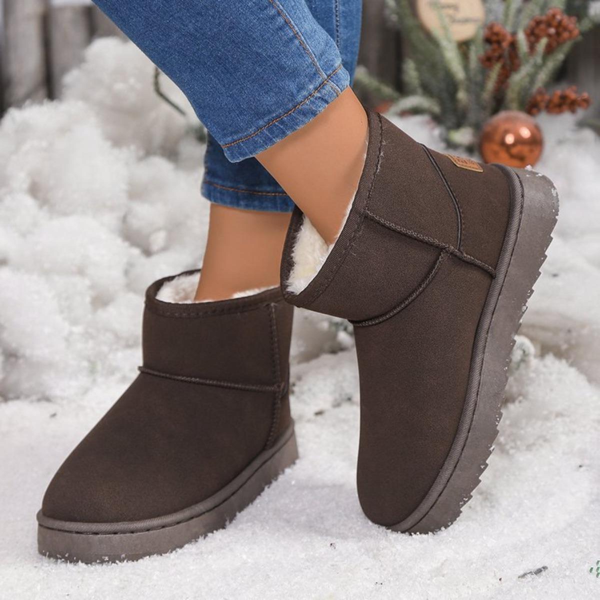 Женские модные холодостойкие и теплые зимние ботинки женские зимние противоскользящие и плюшевые толстые короткие ботинки обувь для тепла одной ноги 35 кофейный 1690₽