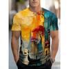 Summer Men's 3D Printed Crew Neck T-Shirt Fashion Versatile Trend Breathable Casual