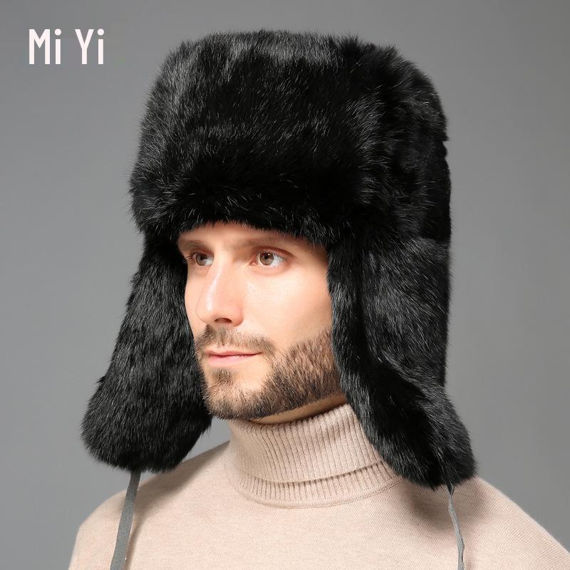 Men's Winter Faux Rabbit Fur Lei Feng Hat with Ear Protection - Warm, Thickened for Elderly and Outdoor Use
