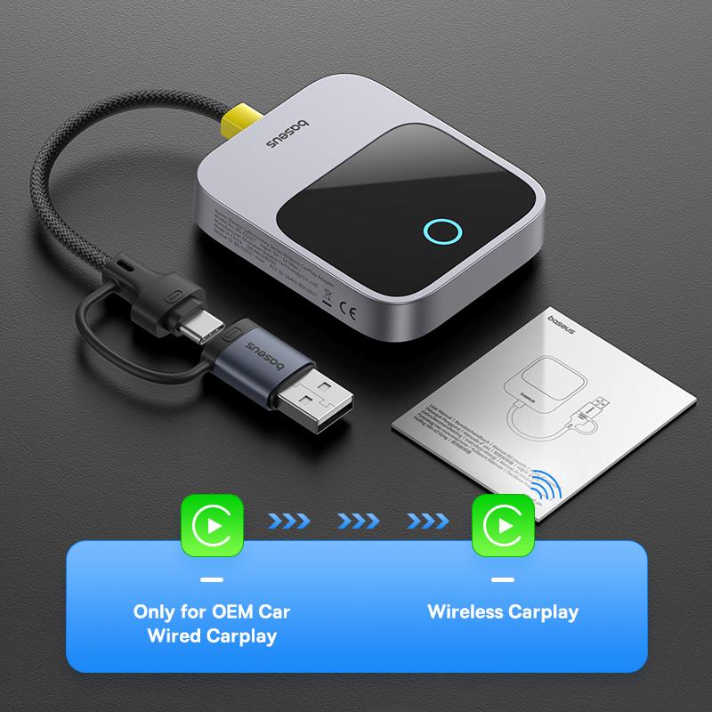Беспроводной адаптер Baseus CarPlay Smart CarPlay Box iOS Проводной к Беспроводному Дисплей Car Play Plug&Play Bluetooth WiFi Подключение Авто Baseus Carplay Box