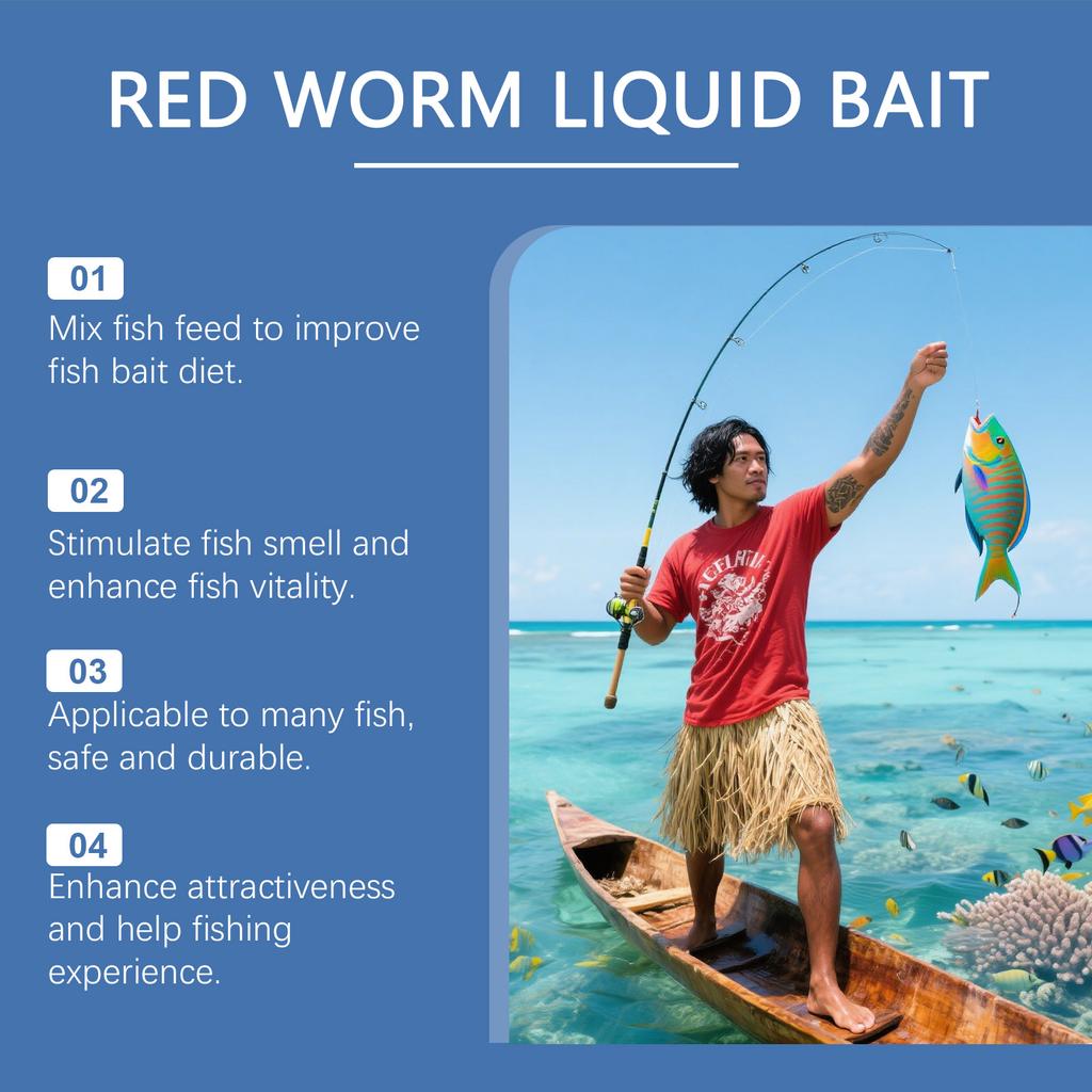 Red Worm Liquid Fish Attractant Scent Fish Attractant Helper For Anglers, Fishing ,50ml