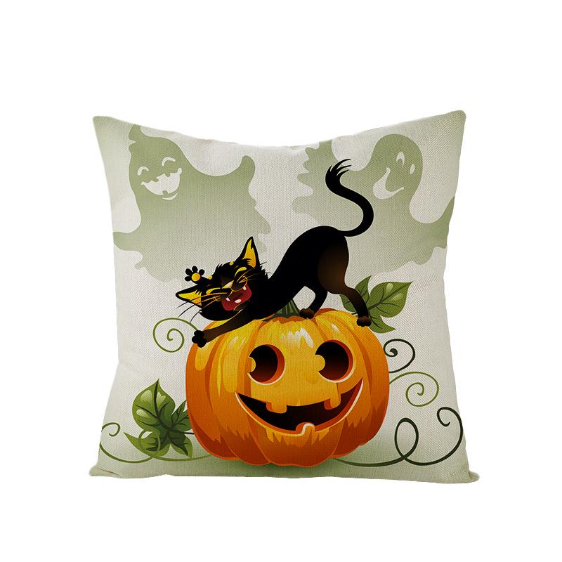 Halloween Pillowcase New Pumpkin Black Cat Series Sofa Cushion Waist Pillowcase Home