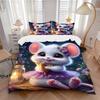 3-delige Anime Muis Beddengoed Set - Bevat Eén Dekbedovertrek en Twee Kussenslopen (Geen kern) - Woondecoratie, Festivalcadeau, Polyester Stof, Cartoon